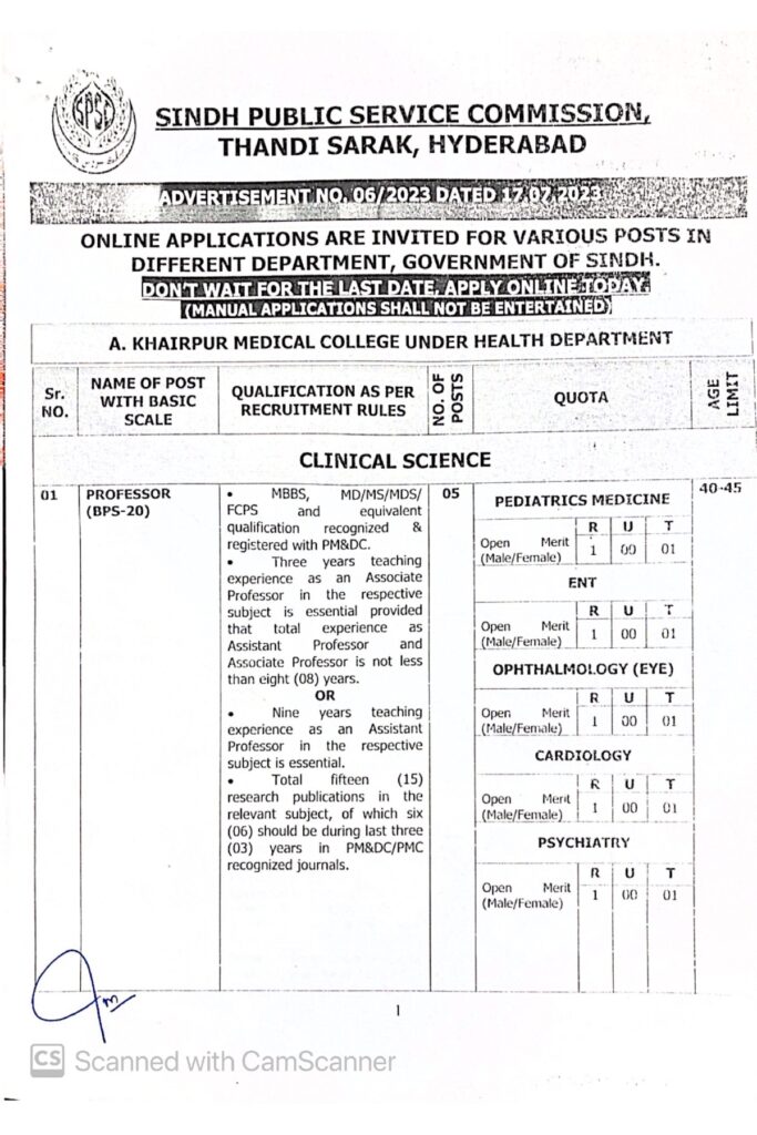 SPSC Jobs 2023 Online Apply