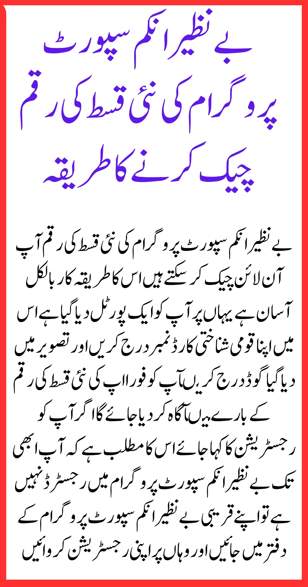 Benazir Income Support Program New Payment Check Online 2024