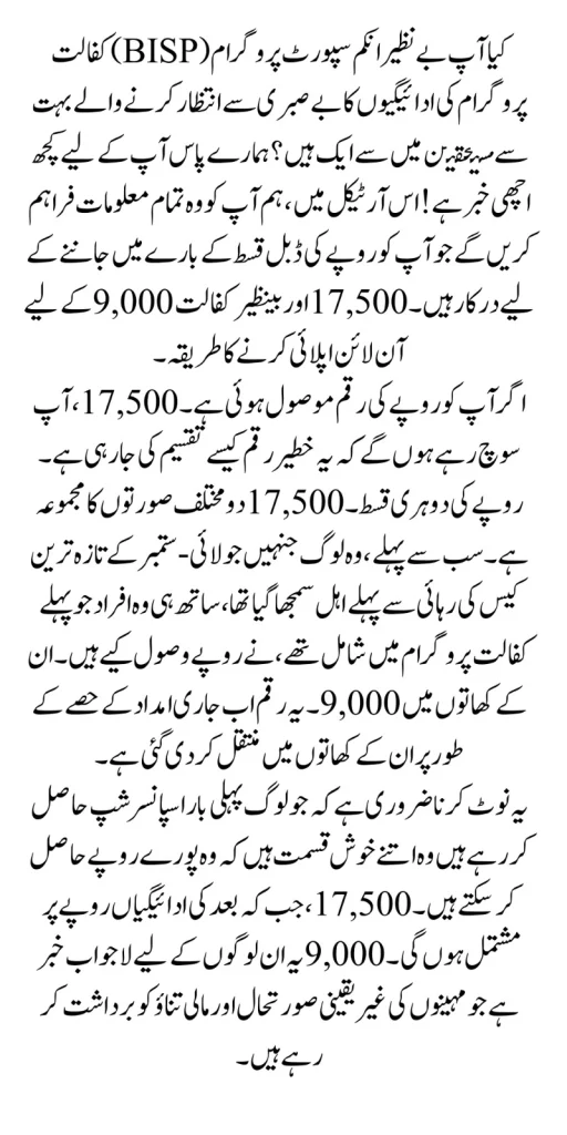 Double Installment Online Apply For Benazir Kafalat 17500