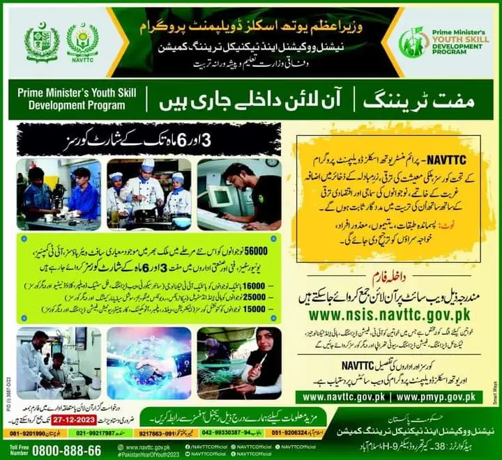 Prime Minister Youth Development Program New Courses 2024