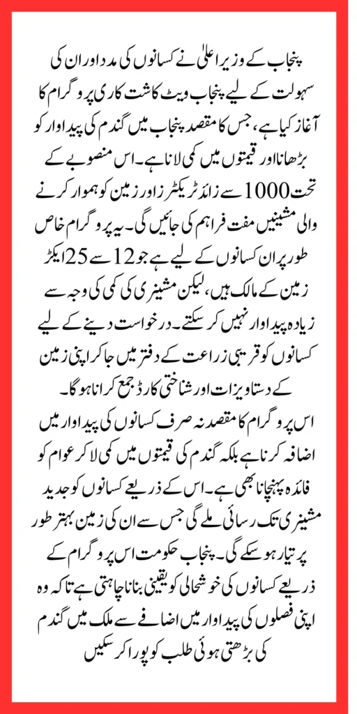 Chief Minister Punjab Wheat Cultivation Program Start From 2025