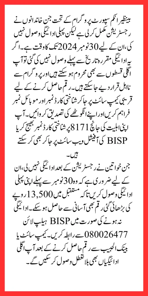 Last Chance: 30 November to Receive Your First BISP Payment Before It Stops