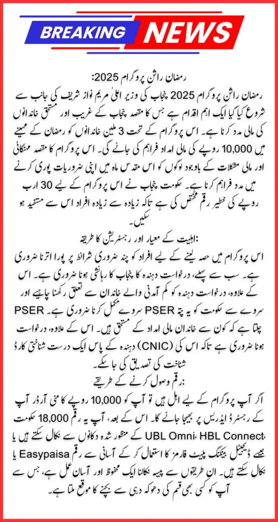 Ramzan Package 10000 Online Check Using CNIC Number Know Complete Details 2025