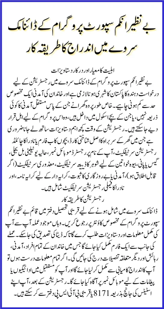BISP Dynamic Survey Registration 2025 Via Tehsil Office Complete Step-by-Step Guidelines