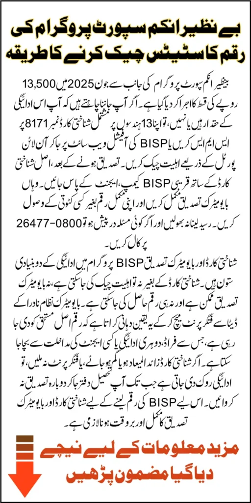 BISP Kafalat Payment Status June 2025 Using Authorized ID Card Know Step By Step Detail