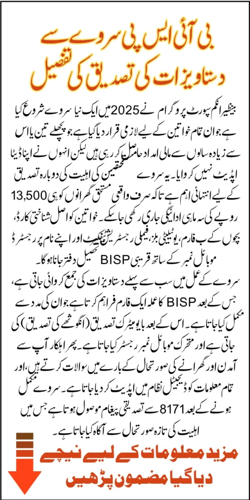 BISP Survey Documents Details For Payment Verification In 2025 Know Full Details