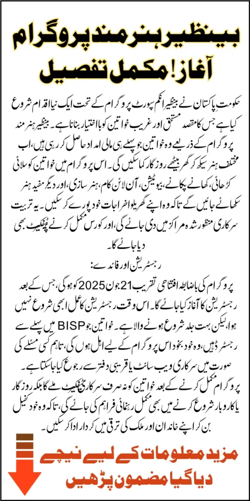 Benazir Hunarmand Program Launching Date And Registration Process Unemployment-Free Pakistan