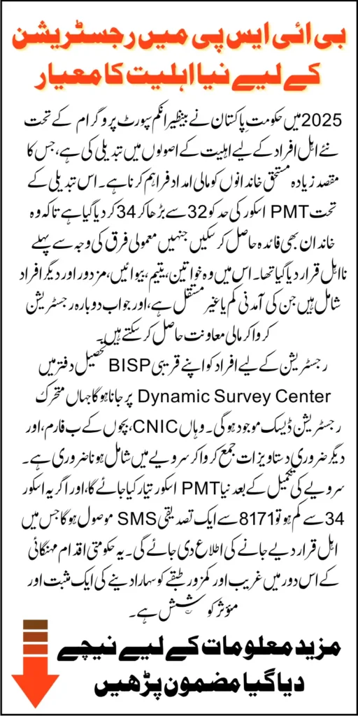 BISP 8171 New Eligibility For Ineligible People Based On PMT Score 2025 Latest Update